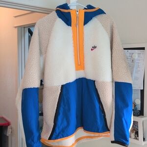 Nike Blue and White Sherpa Jacket